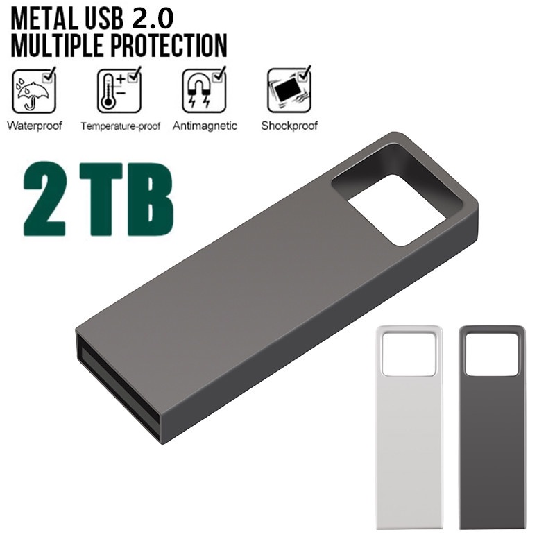 Flash Disk USB 2.0 Kapasitas 2TB 1TB Bahan Metal Anti Air