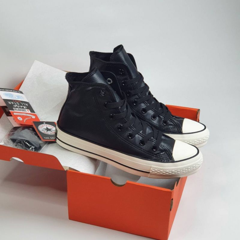 [BISA COD] CONVERSE CT LEATHER BLACKWHITE PREMIUM