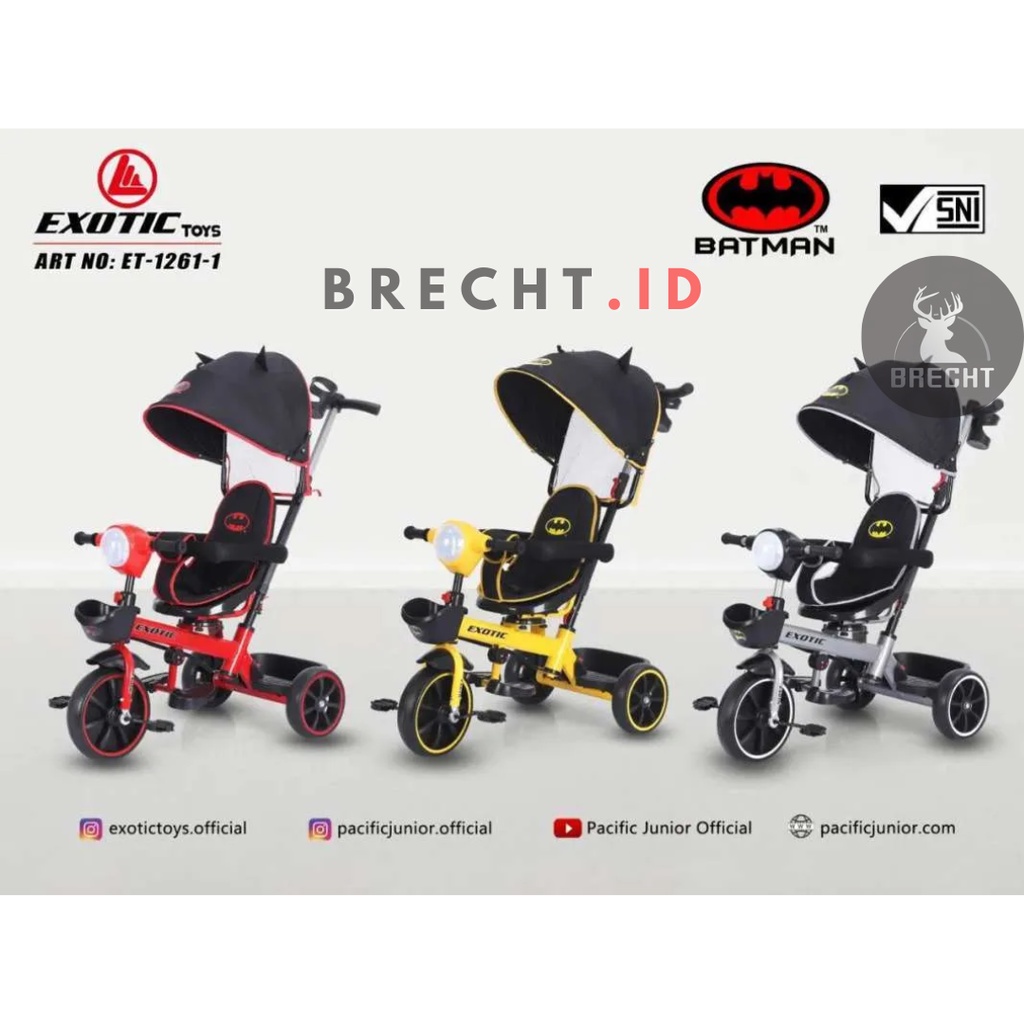 Sepeda Roda Tiga Anak Baby Tricycle Exotic ET 1261-1 Batman Dark Knight New Model