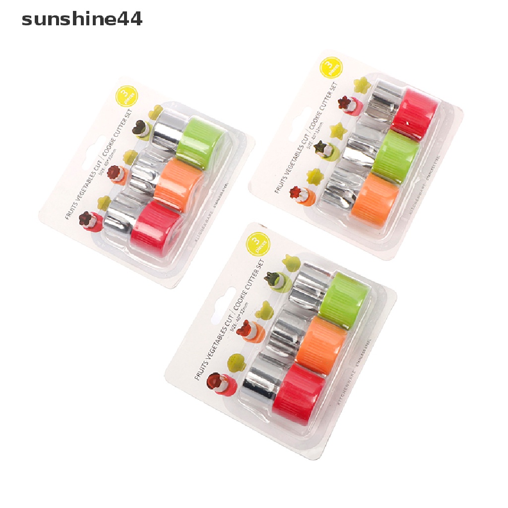 Sunshine 3pcs Cetakan Biskuit / Buah / Sayuran Bahan stainless steel  .