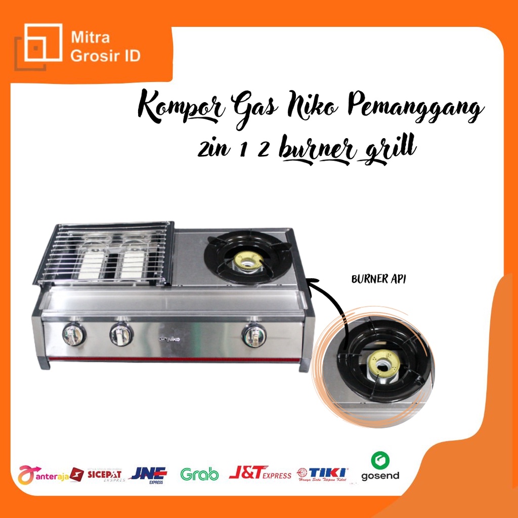 Kompor Gas NIKO Pemanggang 2IN1 2 Burner Grill 1 Burner Stove NK