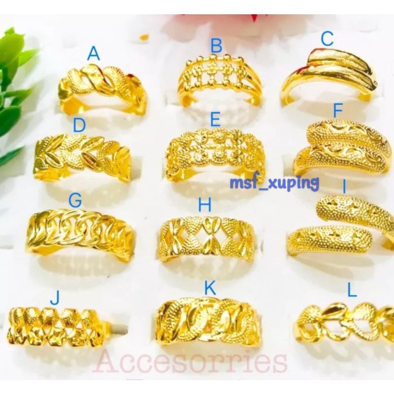 Cincin Wanita Dewasa Motif Warna Emas 24 K