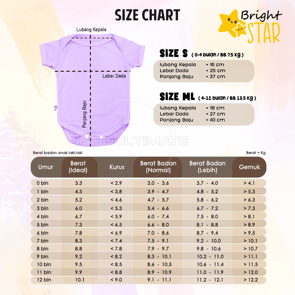 Jumper Bayi BABY STAR / BRIGHT STAR Baju Bayi Perempuan Laki Laki Jumsuit Bayi Baru Lahir Lengan Pendek Bodysuit BCS-178