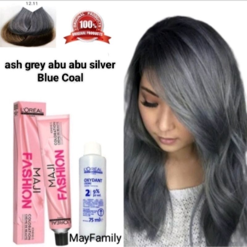 Cat rambut loreal majifashion 12.11 blue coal ash grey