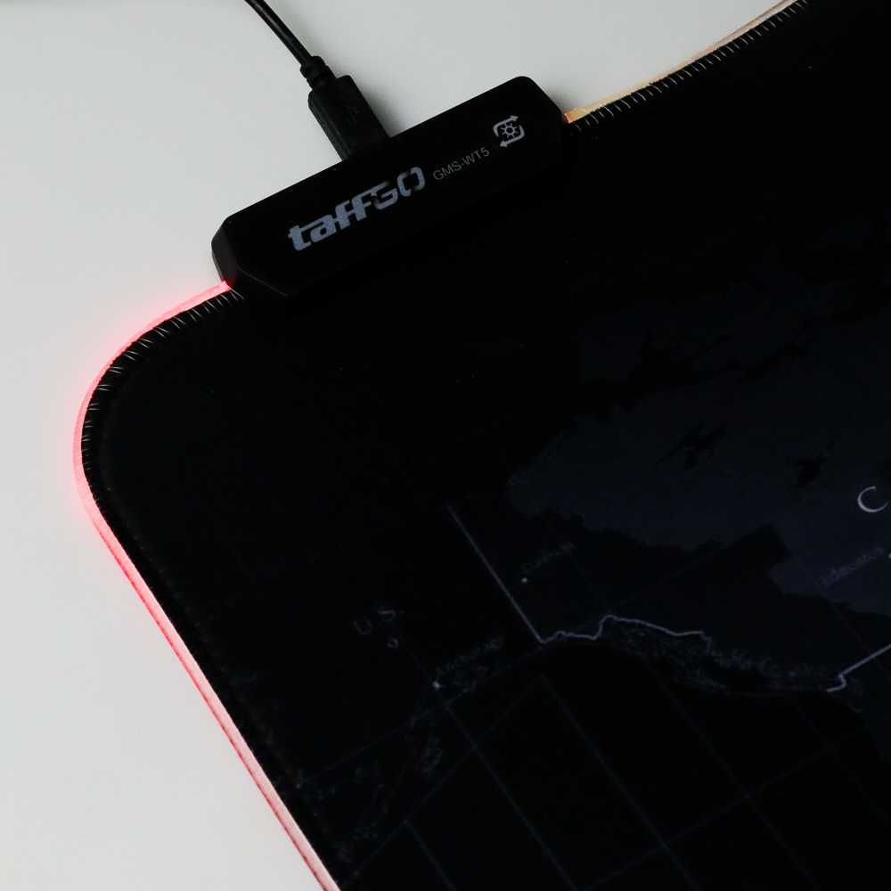 Mouse Pad Gaming XL LED RGB Peta Dunia USB Cable 30x70 cm Anti Slip