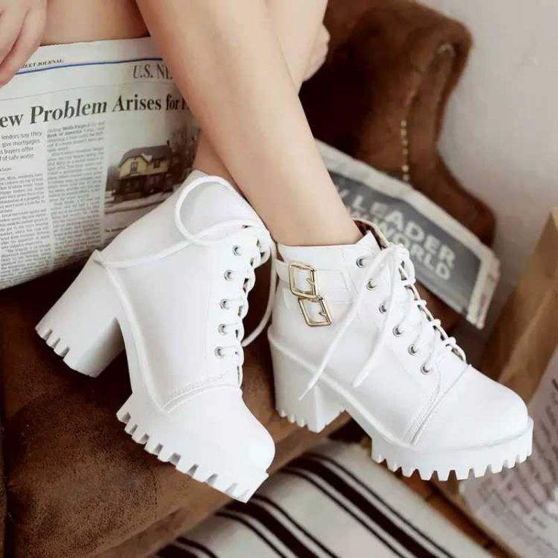 SEPATU BOOTS HEELS WANITA TRENDY BEST SELLER-SEPATU BOOTS KOREA ZIPER
