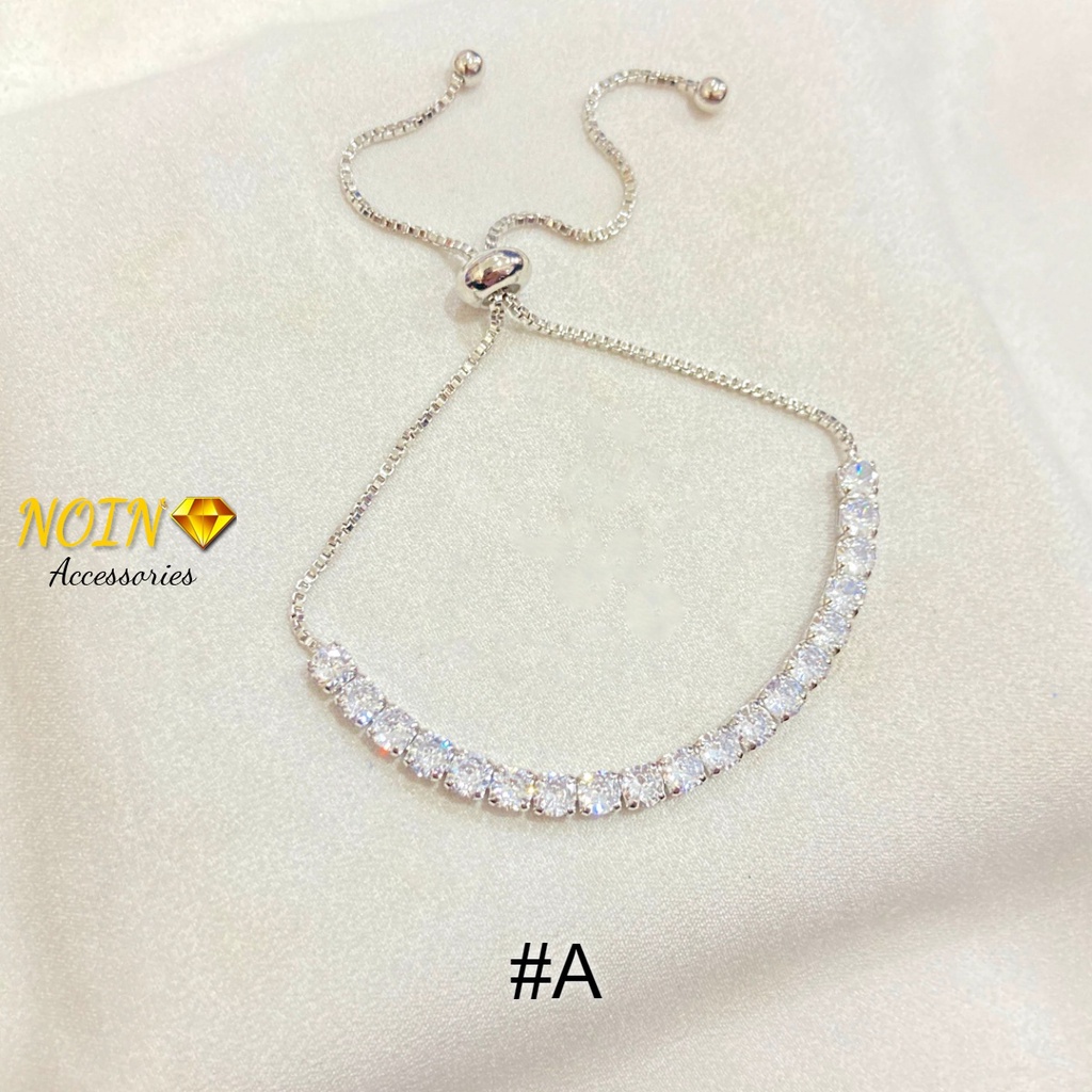 Gelang Serut Wanita Silver Full Permata Anti Karat Lapis Emas Aksesoris Fashion Daily Yaxiya Jewelry