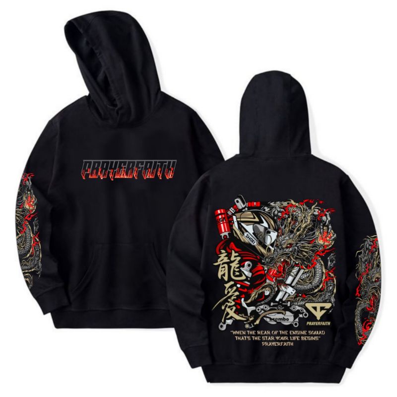 ROFAD STORE Hoodie pria dan wanita - Sweaters hodie DRAGONSHOCK - Jaket sweater sunmori warna hitam tebal