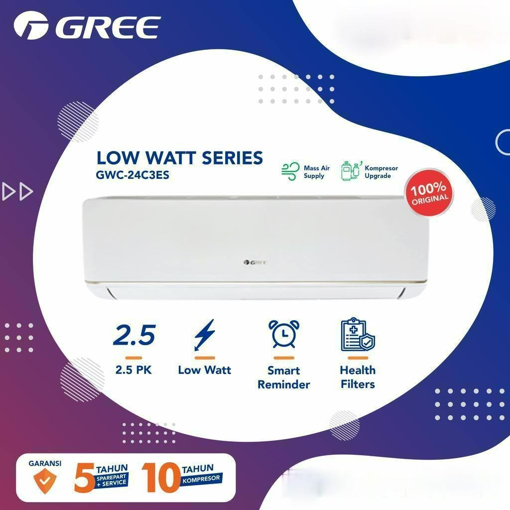 TERHEMAT AC GREE 2 1/2 PK 2,5 PK GWC-24C3E DELUXE LOW WATT (INDOOR + OUTDOOR)