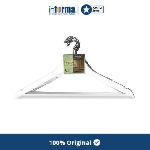 Informa - Set Hanger Kayu 8 Pcs - Putih