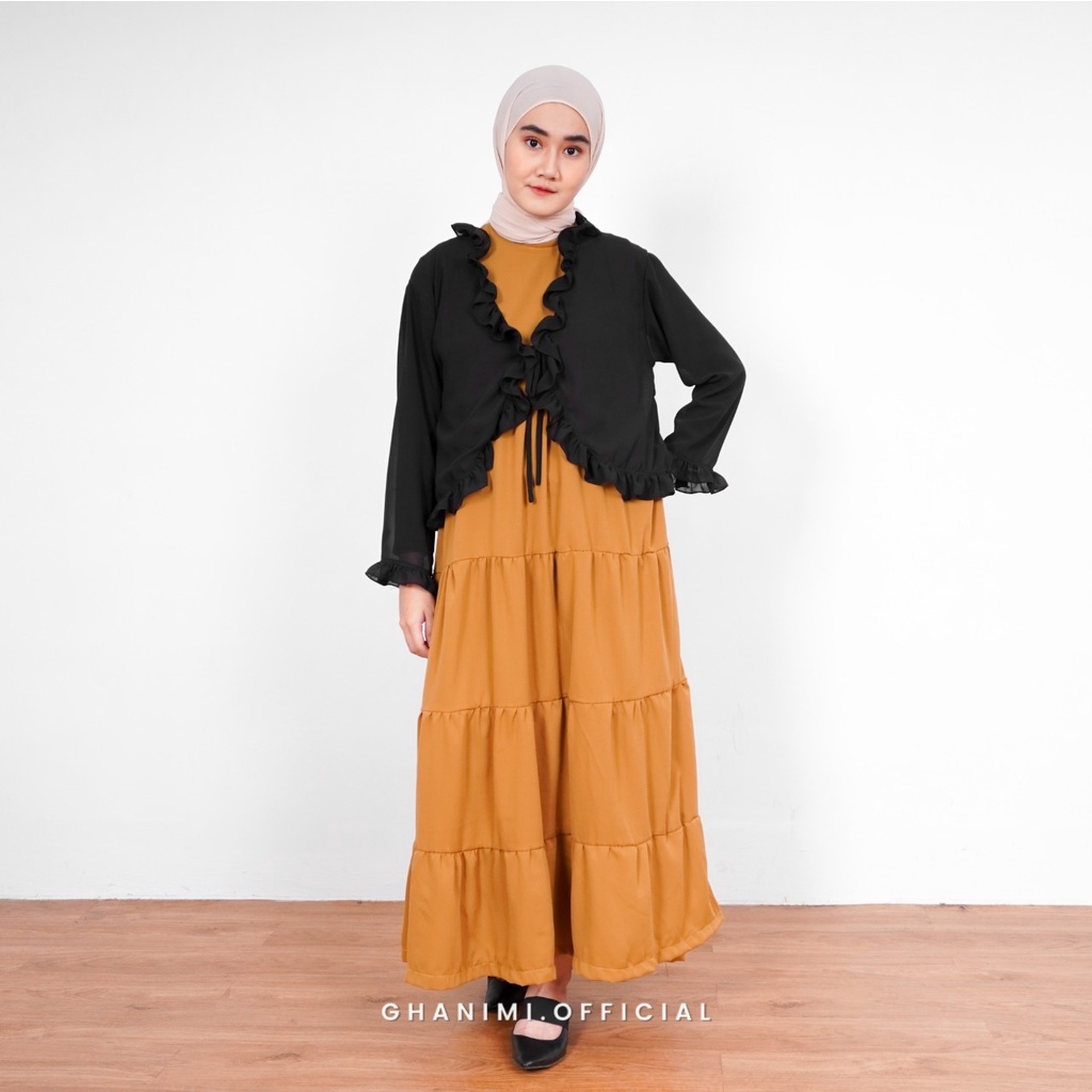 Ghanimi - Alika Outer / Outer Polos Ruffle / outer kondangan / baju kondangan kekinian / outer sifon polos / outer summer / outer tangan panjang / outer crop