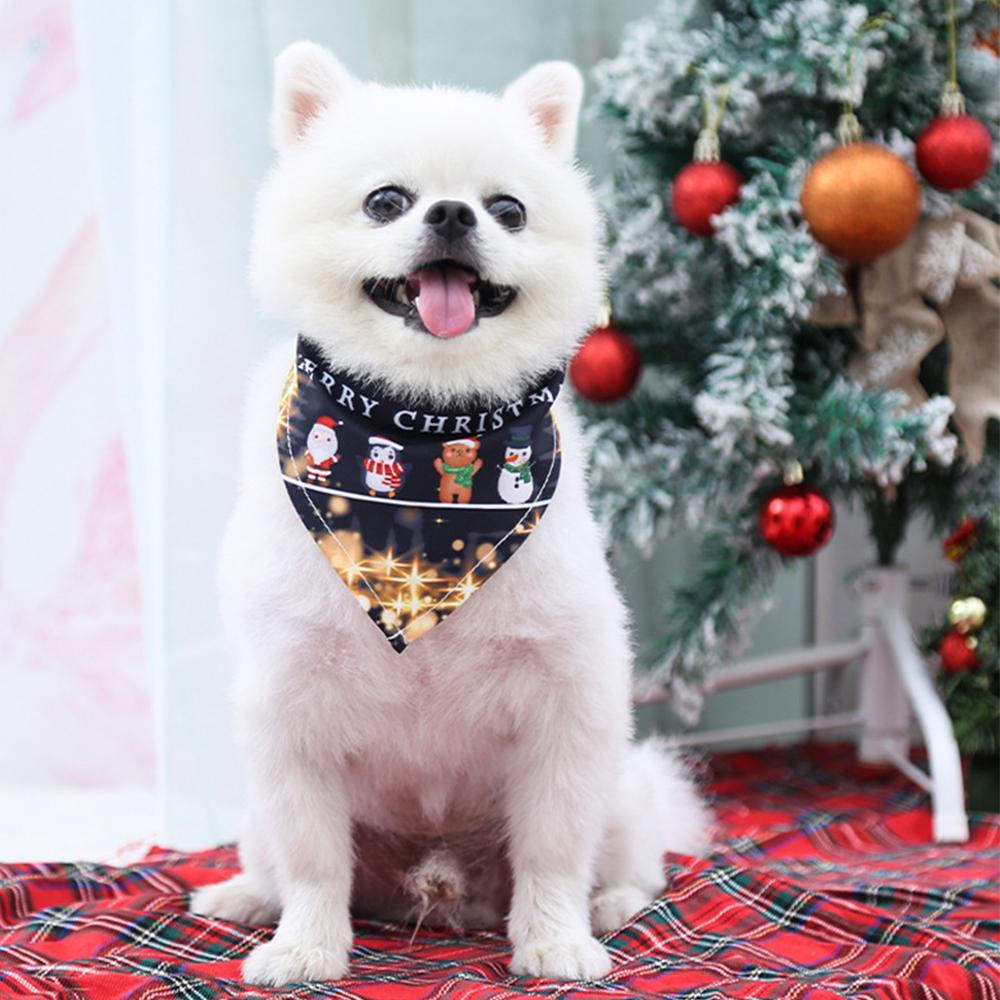 Timekey Syal Segitiga Motif Santa Claus Natal Bisa Dicuci Untuk Anjing / Kucing B2Z9