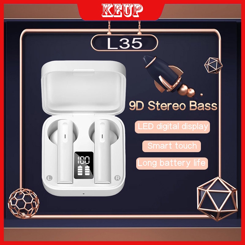 TWS Headset Bluetooth Full Bass Headset Nirkabel Sejati 9D Stereo Pengurangan Kebisingan HIFI Dengan Mikrofon