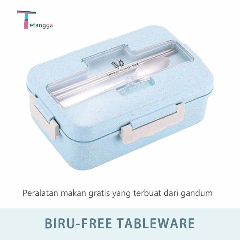 Lunch Box Set Kotak Bekal Makan Jerami Gandum kotak makan  ​1000ml 4 In 1 Free