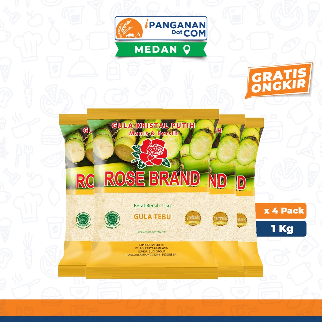 

Gula Pasir Kristal Tebu Rose Brand 1kg x 4 Pack [Gratis Ongkir] - Mdn