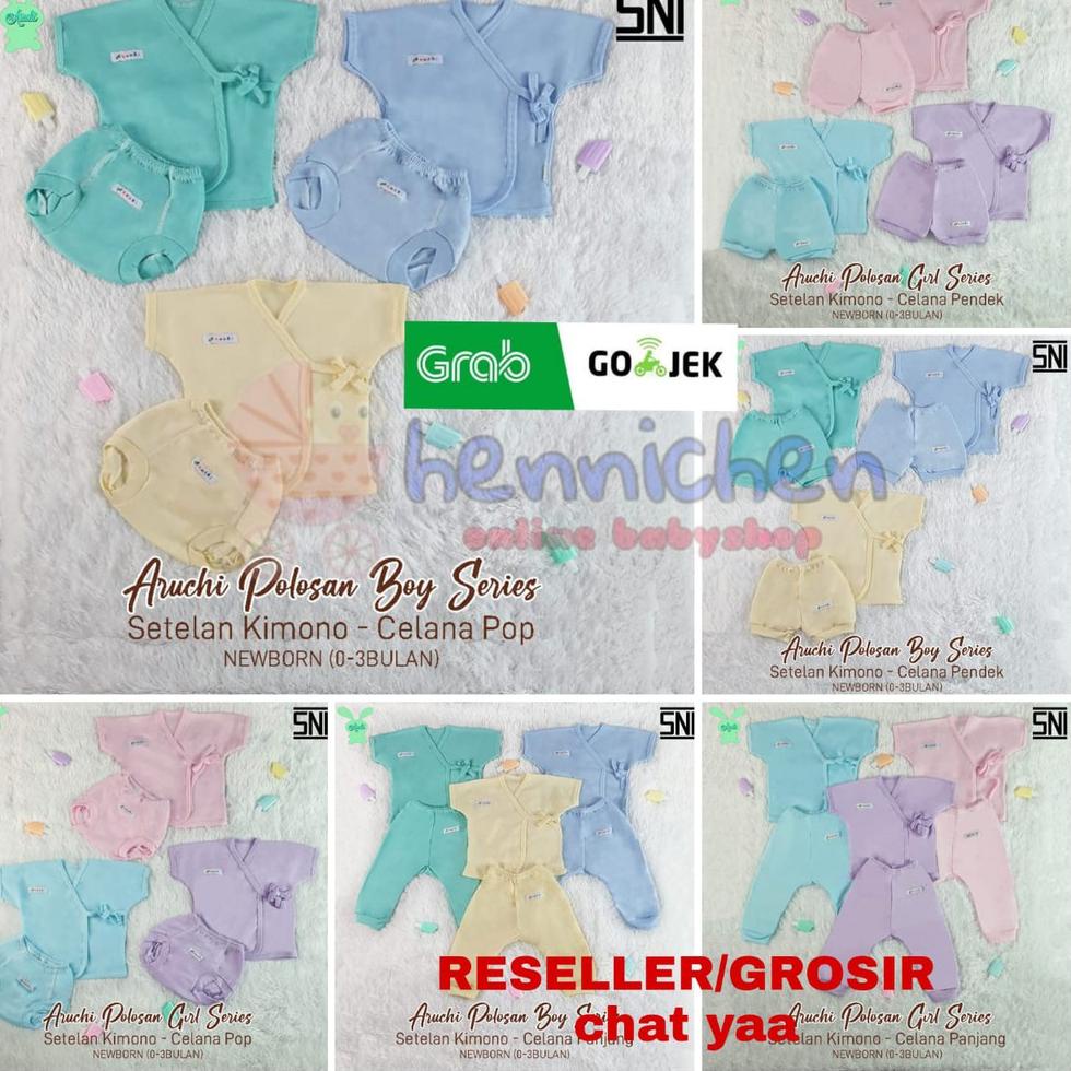 SMP.31Oc22т • ARUCHI KIMONO POLOS / ARUCHI KIMONO BORDIR WARNA SETELAN BAYI NEWBORN SETELAN PIYAMA B