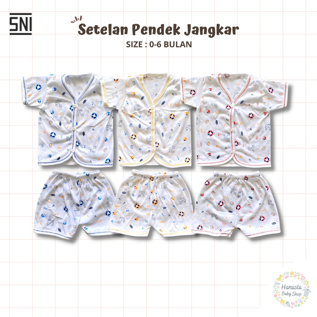 Baju Bayi Setelan Lengan Pendek Newborn Tema Kapal Setelan Bayi Baru Lahir