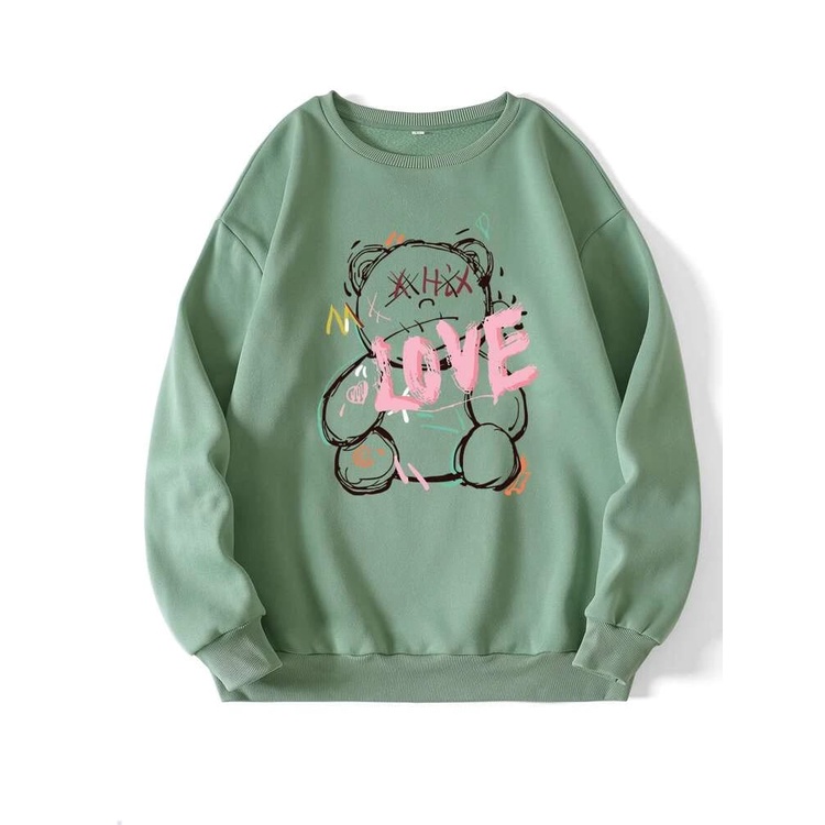 SWEATER WANITA LOVE DEATH CREWNECK  ONE SIZE FIT L  / SWEATER PREMIUM