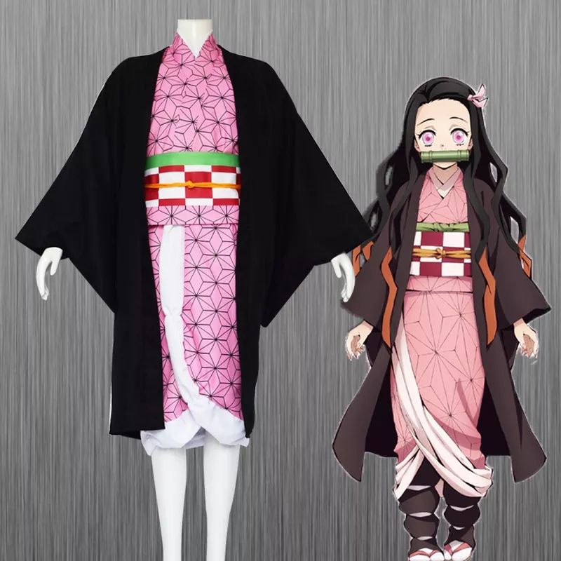 [COD] Cosplay Kostum Nezuko Kamado Demon Slayer Full set Sandal Nezuko Wig