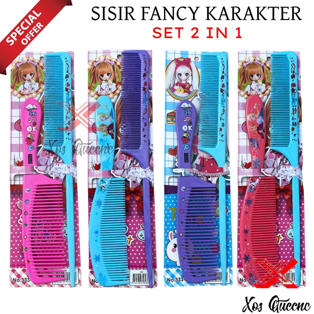 [XOQ] SISIR RAMBUT FANCY KARAKTER SET 2 IN 1 / SISIR RAMBUT FANCY / SISIR RAMBUT KARAKTER / HAIR COMB / SISIR RAMBUT GAGANG