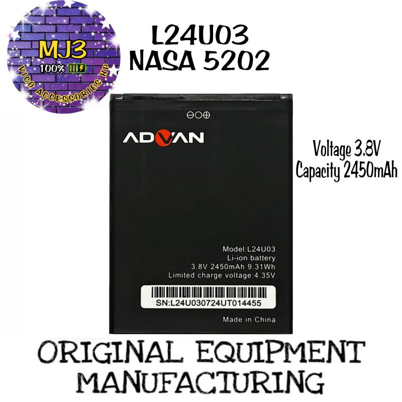 Baterai Advan ORIGINAL L24U03 NASA 5202 battery batre bat