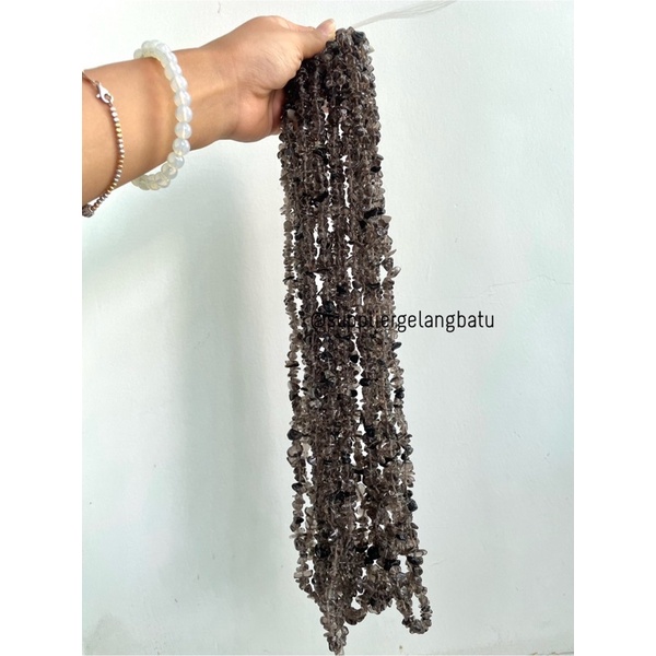 kerikil batu alam smoky quartz abu bahan kalung gelang