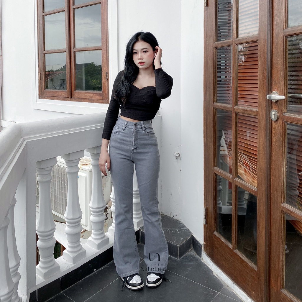 Kezia Cutrbray Pants Grey - Highwaist Jeans Cutbray