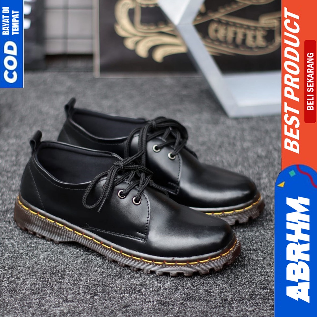 Sepatu Docmart Formal Low Boots Pantofel Hitam Wanita Abrhm Jumi