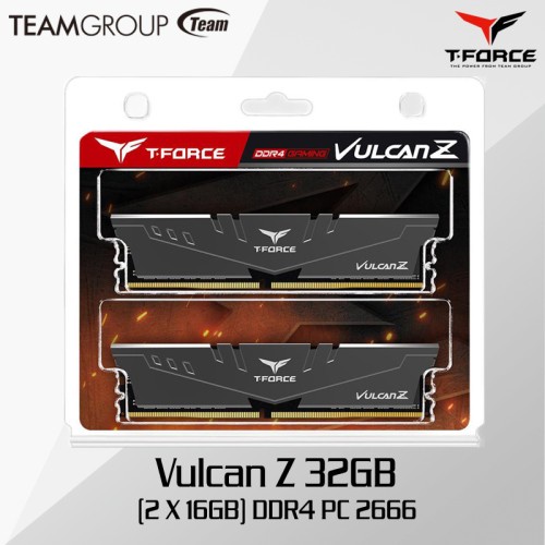 MEMORY RAM GAMING DDR4 32GB 2666Mhz Dual 16GB x2 TEAM T-FORCE VULCANZ RAM PC