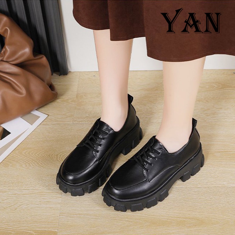 YAN Sepatu Wanita Docmart Sepatu Oxford Sepatu Hitam Sepatu Wanita Formal Kerja