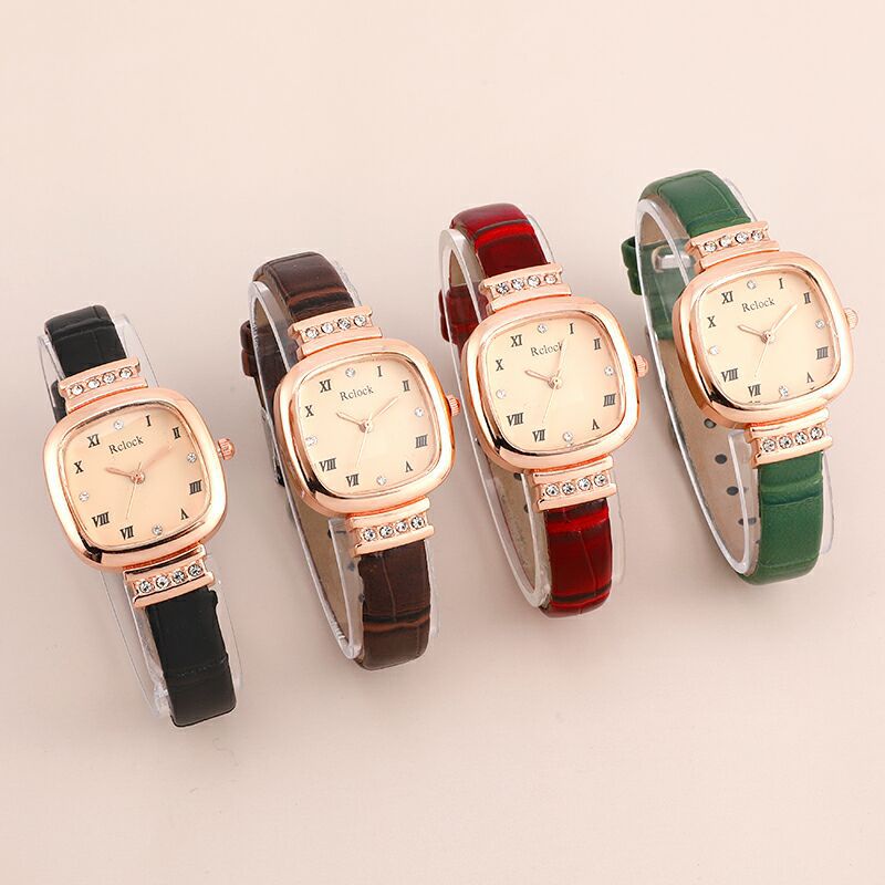Jam Tangan Wanita A0187 Fashion Square Diamond Inlaid  Quartz Watches