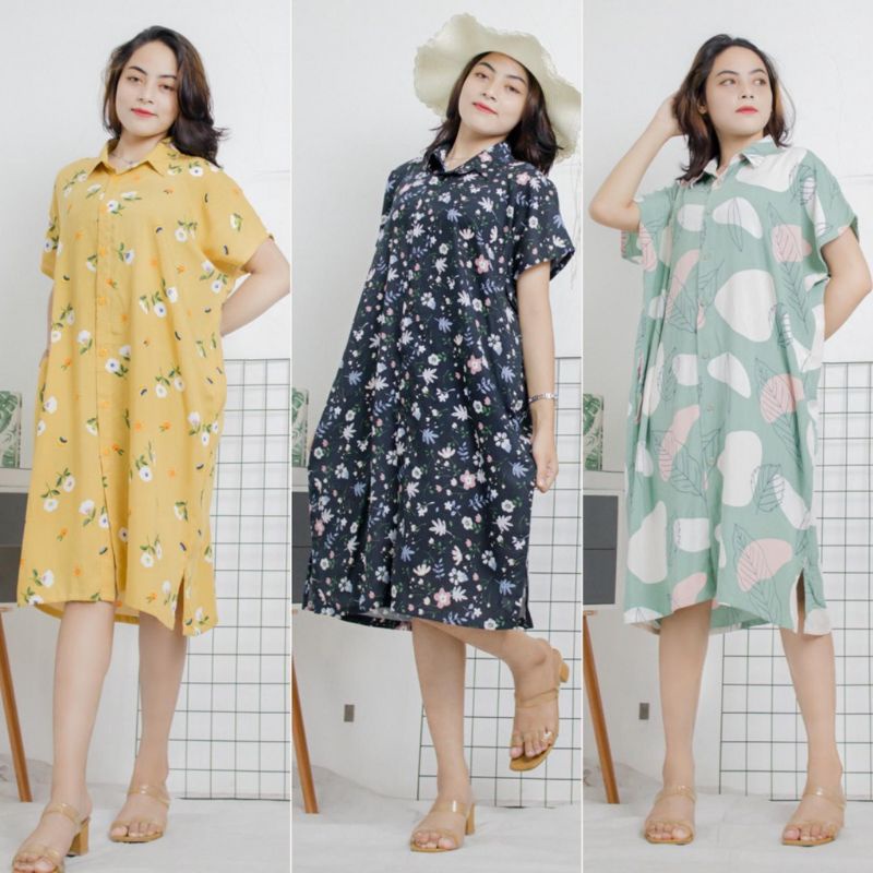 BEST SELLER HOME DRESS VIRAL//DRESS KEMEJA RAYON