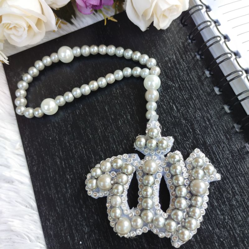 Tasbih mutiara bisa juga untuk gantungan mobil liontin Allah handmade