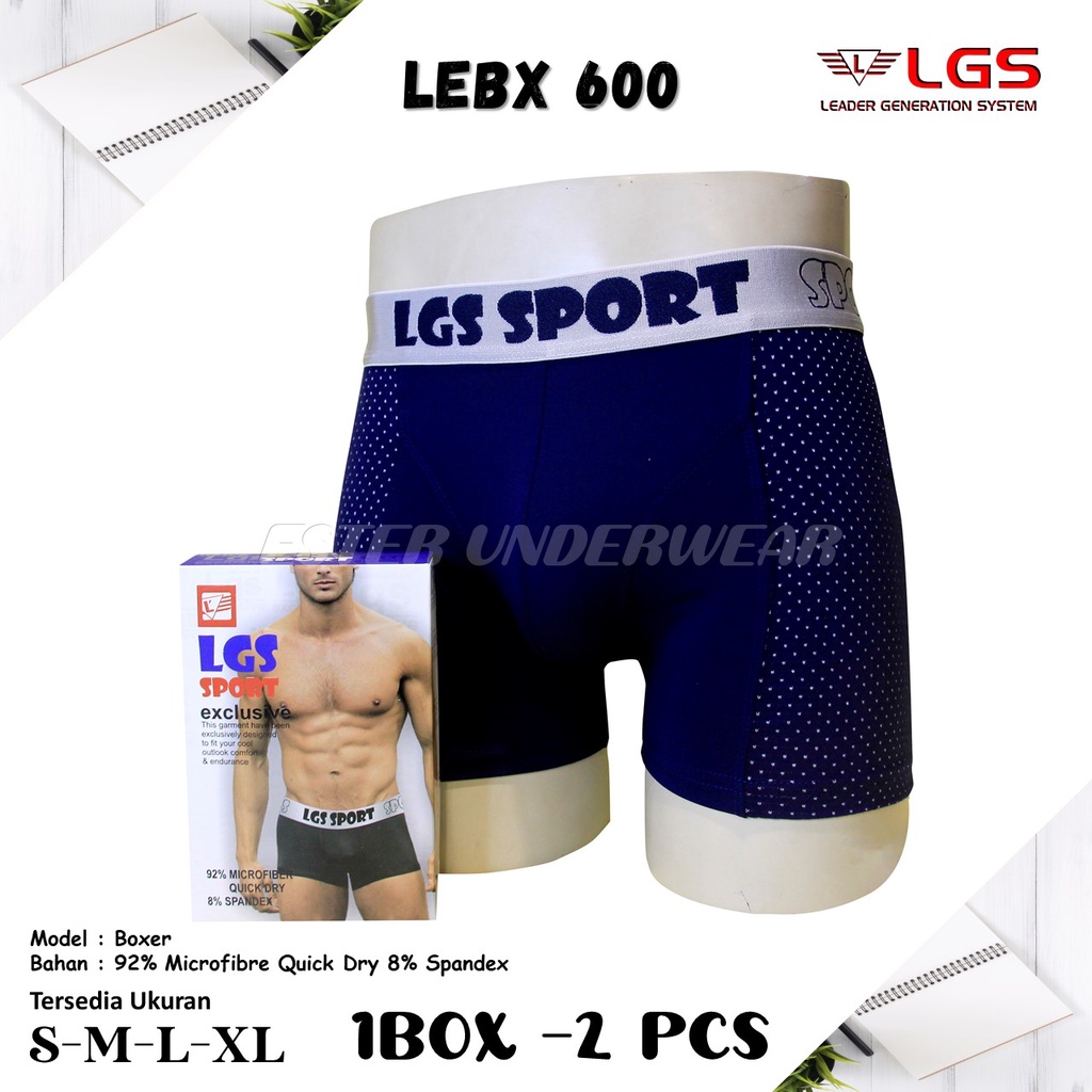 Celana Boxer Pria LGS  600 ISI 2Pcs |Celan Boxer LGS SPORT