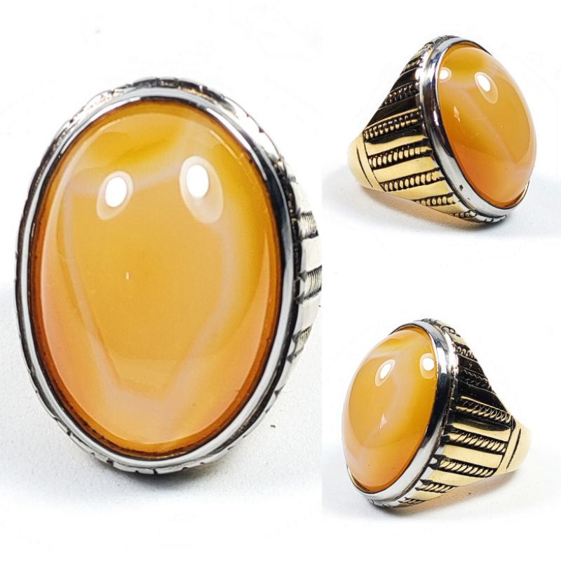 CINCIN MOTIF SULAIMAN NATURAL AGATE CHALCEDONY KODE 02224