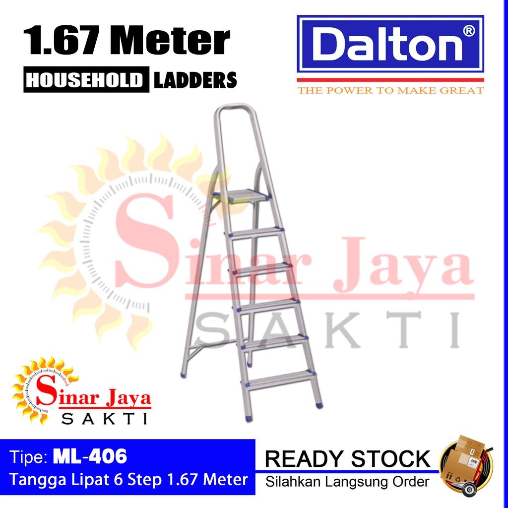 Tangga Lipat 6 Step Dalton ML-406 1.7 Meter | Tangga Alumunium Lipat 1,7 Meter Dalton