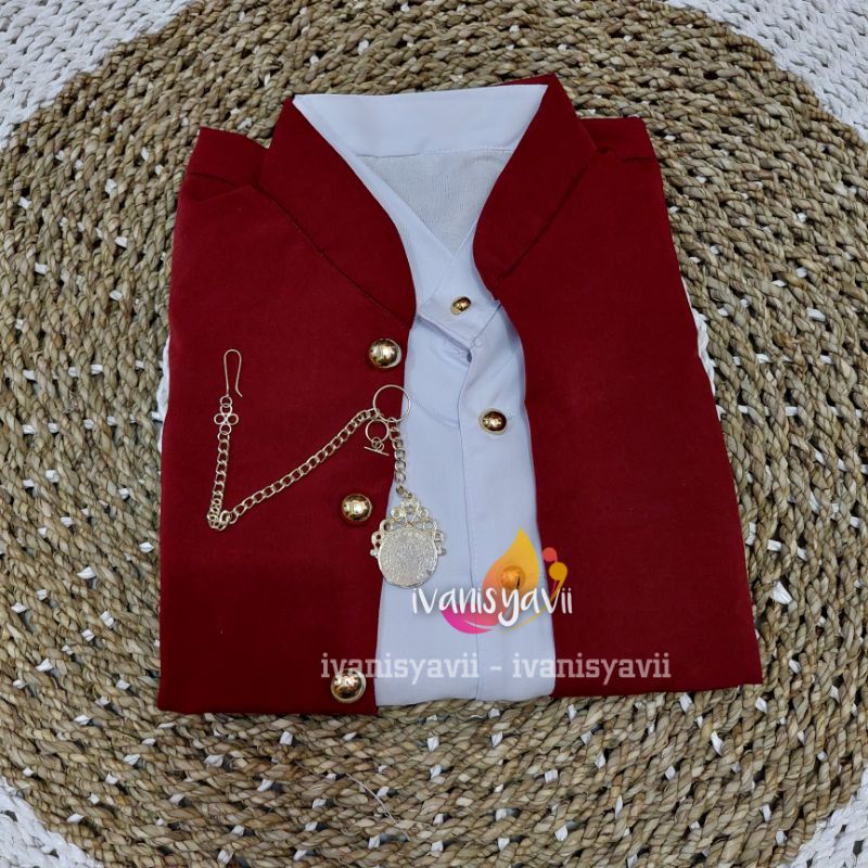 [1 Set] Beskap + Kebaya / Warna Maroon || Atasan Baju Prewedding