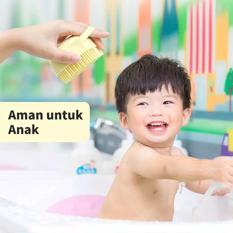 HBM Sikat Silikon Mandi Badan Dispenser Bubble Bath Shower Baby Puff Brush