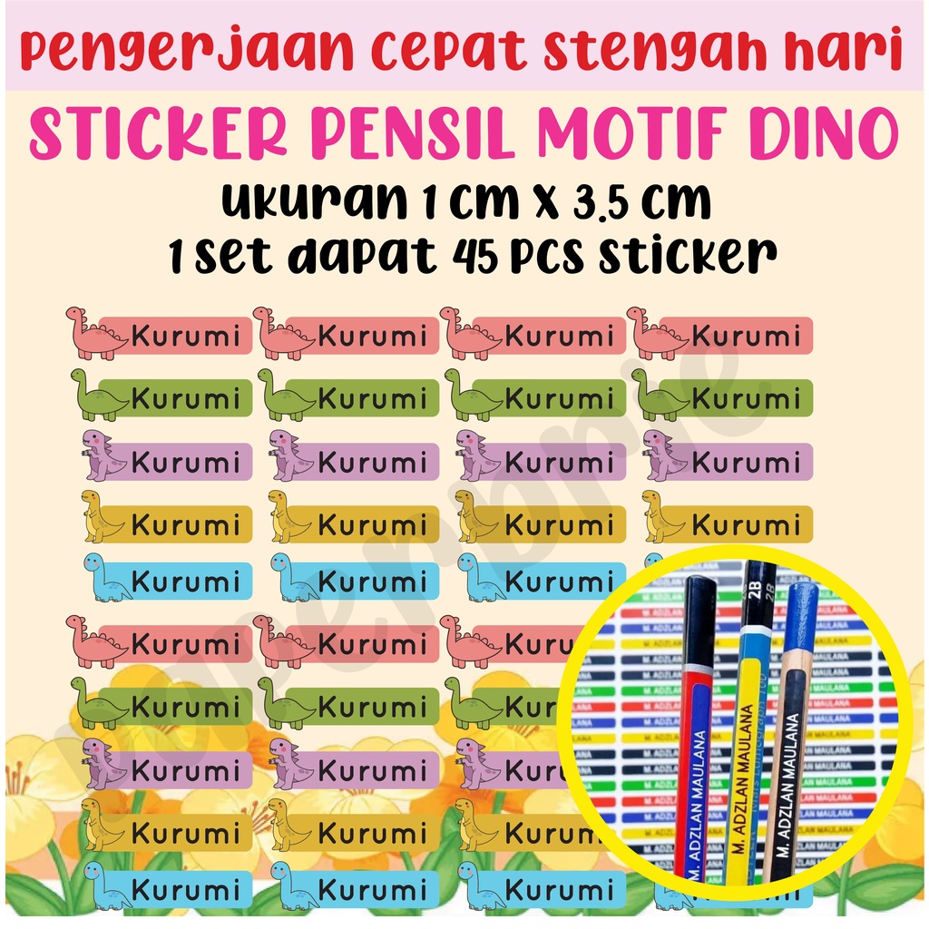 

Sticker Label Nama Anak pen pensil crayon DINO Cute lucu stiker anak dinosaurus lucu