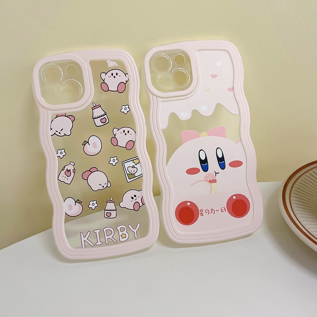 Casing Realme 10 C21Y 9i 9 Pro+7I 8i C35 C30 C33 C15 C12 C25 C25Y C25s 8 8Pro C11 C17 C20 C20A C3 5 5i 6i Kartun Lucu Kirby Wavy Edge Case Shockproof Transprent Soft TPU Cover