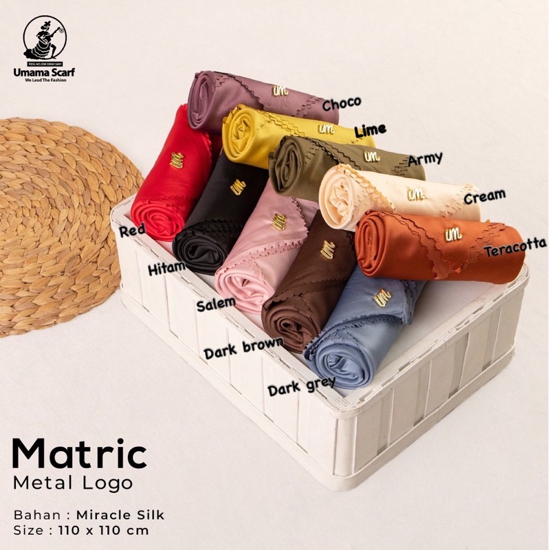 SEGIEMPAT MATRIC METAL LOGO UMAMA SCARF / SQUARE POLOS VOAL MURAH PLAT BESI