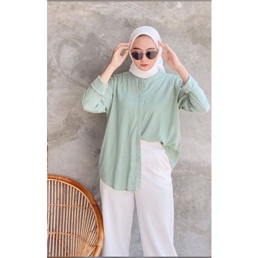 red sugar/atasan kemeja wanita/green sage