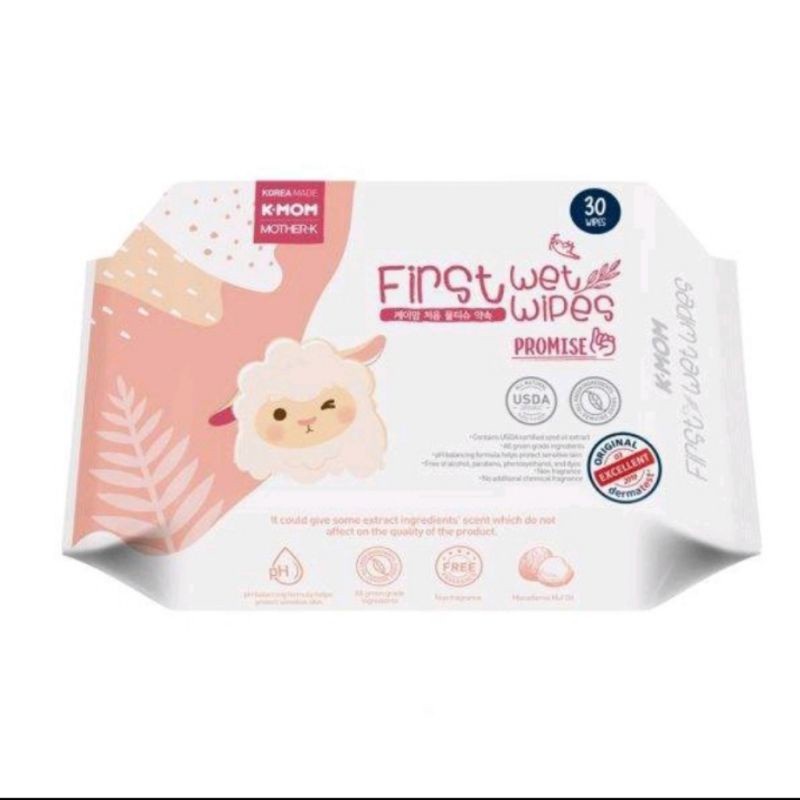 K-MOM First Wet Wipes 30s PROMISE/ Tisu Basah Bayi