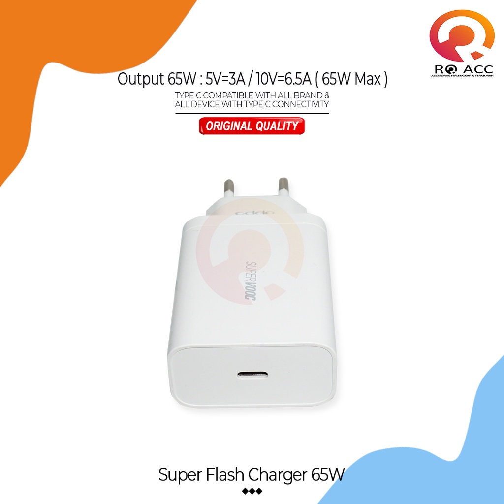 [RO ACC] CHARGER OPPO FAST CHARGING SUPER VOOC GAN 65W TYPE C TO TYPE C ORI