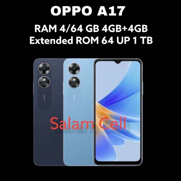 Oppo A17 Ram 4+4/64GB Camera 50mp Baterai 5.000mAh Original Garansi Resmi