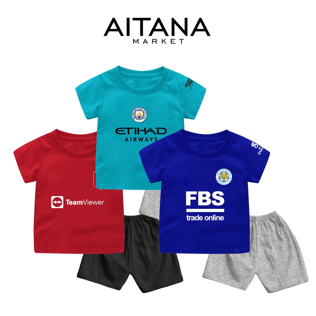 Setelan Kaos Bola Liga Inggris Gratis Tambah Nama Untuk Anak dan Bayi Bahan Katun Combed 30s
