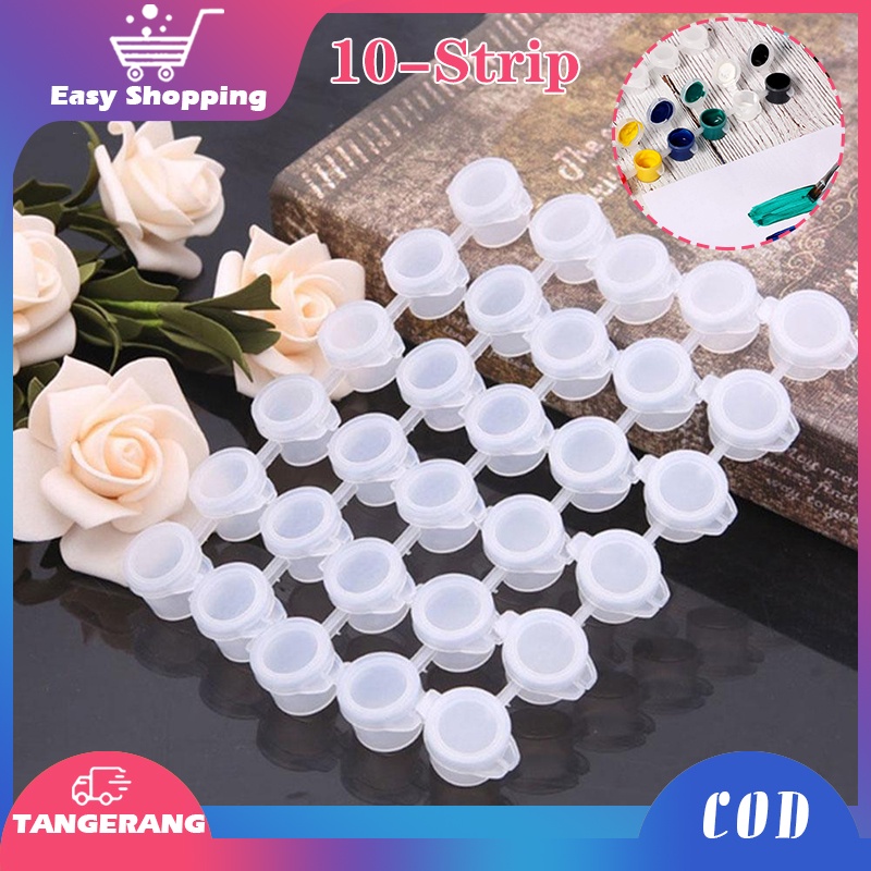 60pcs Pot Cat Plastik Renteng 3ml Tabung Tempat Cat Acrylic Paint Cup Arts Crafts Supplies