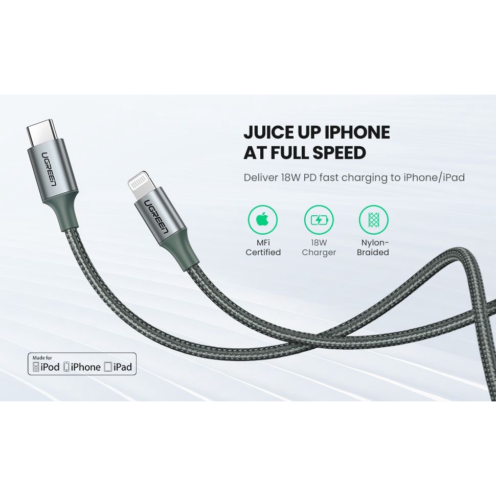 UGREEN (80564)/(90493) MFI CABLE USB C TO LIGHTNING/KABEL DATA PD/KABEL FAST CHARGING/CABLE MFI