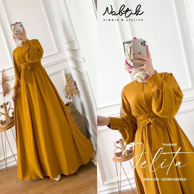 Gamis Muslimah Terbaru Jelita Dress Crinkle Airflow