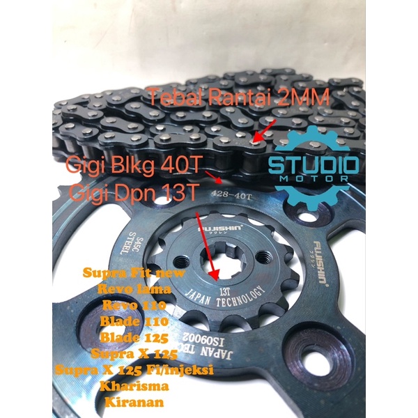 Gear paket / Gigi tarik tarek Depan Belakang rantai  Supra Fit new Revo lama Revo 110 Blade 110 Blade 125 Supra X 125 Supra X 125 Fi/injeksi Kharisma Kirana